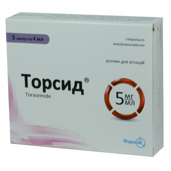 Торсид розчин для ін'єкцій 5 мг/4 мл №5